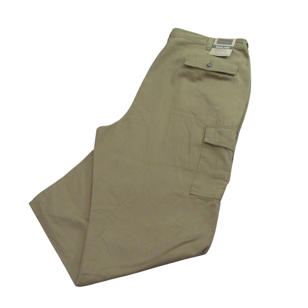 NEW Boulder Creek Mens Cargo Pants 44 x 32 Tan Rugged Flex Waist